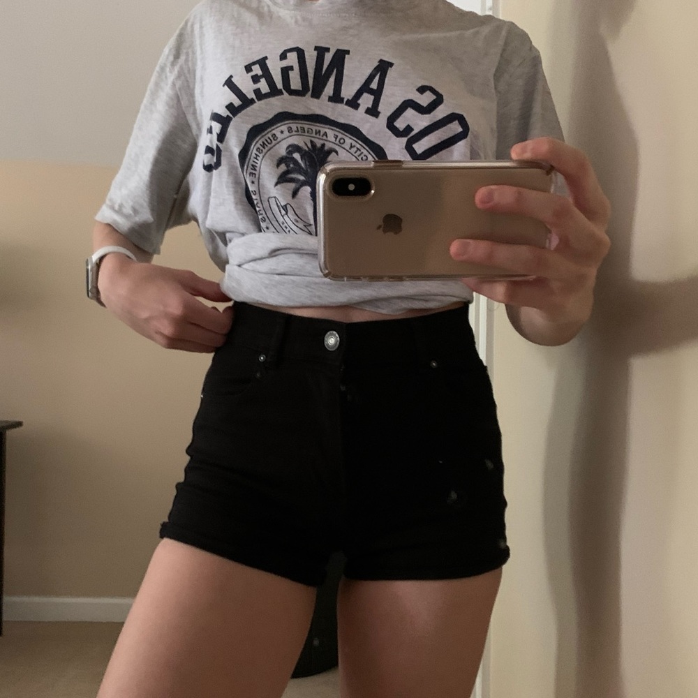 Black high waist mini shorts